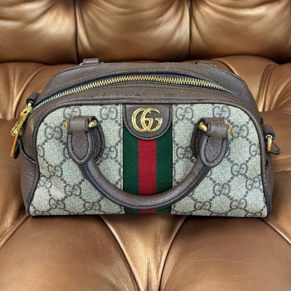 Auth GUCCI Ophidia Sherry GG Supreme Leather 2Way Bag Shoulder Bag Used